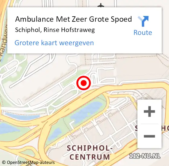 Locatie op kaart van de 112 melding: Ambulance Met Zeer Grote Spoed Naar Schiphol, Rinse Hofstraweg op 14 juli 2024 21:09