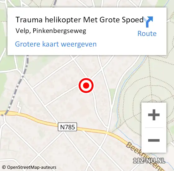 Locatie op kaart van de 112 melding: Trauma helikopter Met Grote Spoed Naar Velp, Pinkenbergseweg op 14 juli 2024 21:09