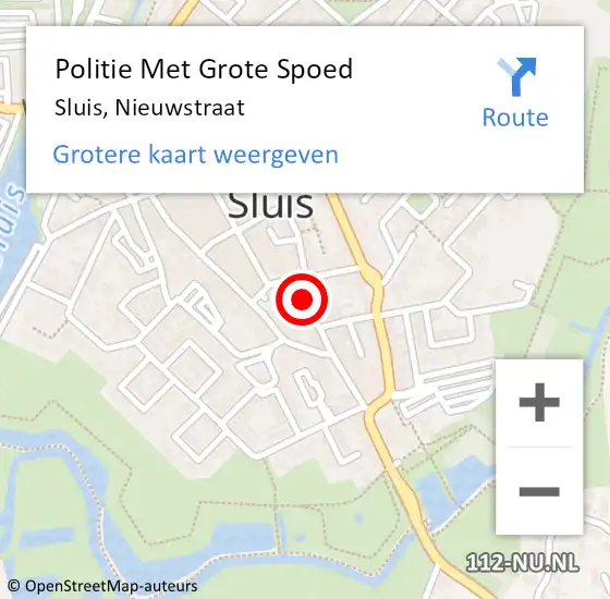 Locatie op kaart van de 112 melding: Politie Met Grote Spoed Naar Sluis, Nieuwstraat op 14 juli 2024 21:11