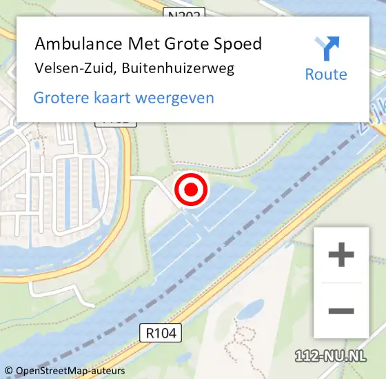 Locatie op kaart van de 112 melding: Ambulance Met Grote Spoed Naar Velsen-Zuid, Buitenhuizerweg op 14 juli 2024 21:21