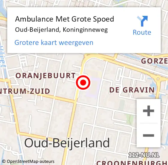 Locatie op kaart van de 112 melding: Ambulance Met Grote Spoed Naar Oud-Beijerland, Koninginneweg op 14 juli 2024 21:26