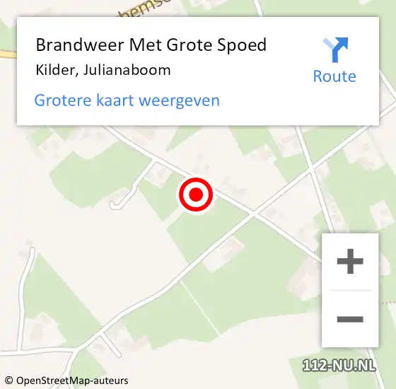 Locatie op kaart van de 112 melding: Brandweer Met Grote Spoed Naar Kilder, Julianaboom op 14 juli 2024 21:29