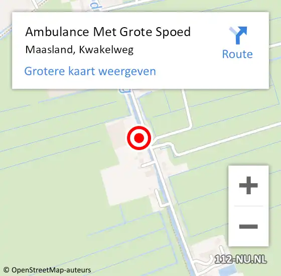 Locatie op kaart van de 112 melding: Ambulance Met Grote Spoed Naar Maasland, Kwakelweg op 14 juli 2024 22:02