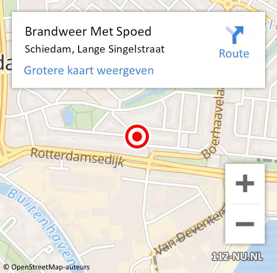 Locatie op kaart van de 112 melding: Brandweer Met Spoed Naar Schiedam, Lange Singelstraat op 14 juli 2024 22:02