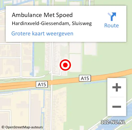 Locatie op kaart van de 112 melding: Ambulance Met Spoed Naar Hardinxveld-Giessendam, Sluisweg op 14 juli 2024 22:02