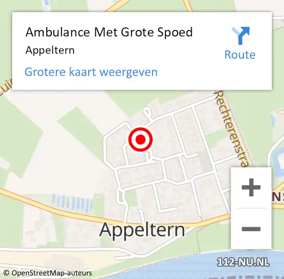 Locatie op kaart van de 112 melding: Ambulance Met Grote Spoed Naar Appeltern op 14 juli 2024 22:14