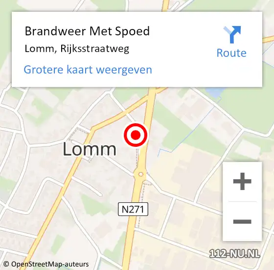 Locatie op kaart van de 112 melding: Brandweer Met Spoed Naar Lomm, Rijksstraatweg op 14 juli 2024 22:40