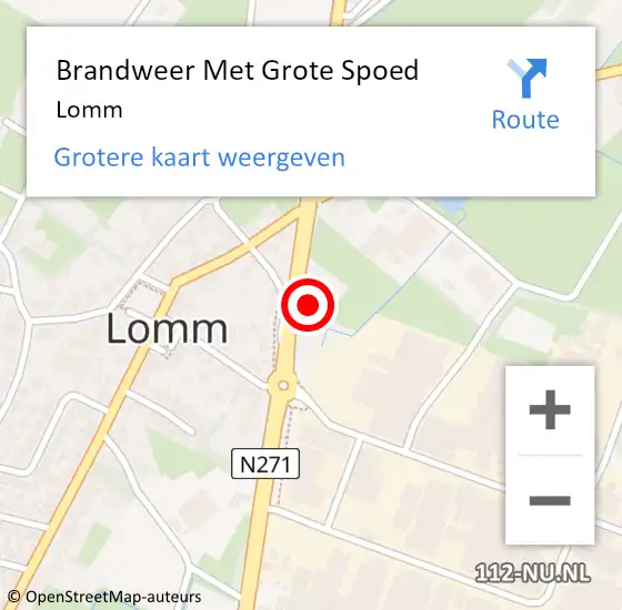 Locatie op kaart van de 112 melding: Brandweer Met Grote Spoed Naar Lomm op 14 juli 2024 22:49