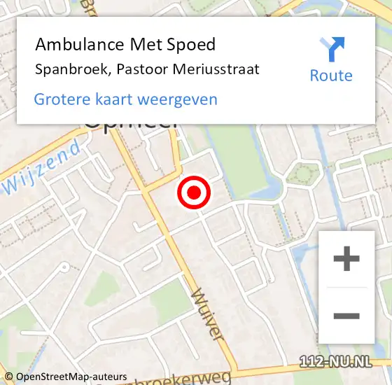 Locatie op kaart van de 112 melding: Ambulance Met Spoed Naar Spanbroek, Pastoor Meriusstraat op 14 juli 2024 23:15