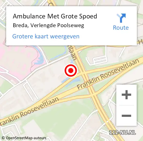 Locatie op kaart van de 112 melding: Ambulance Met Grote Spoed Naar Breda, Verlengde Poolseweg op 14 juli 2024 23:39