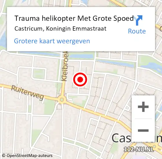 Locatie op kaart van de 112 melding: Trauma helikopter Met Grote Spoed Naar Castricum, Koningin Emmastraat op 14 juli 2024 23:41