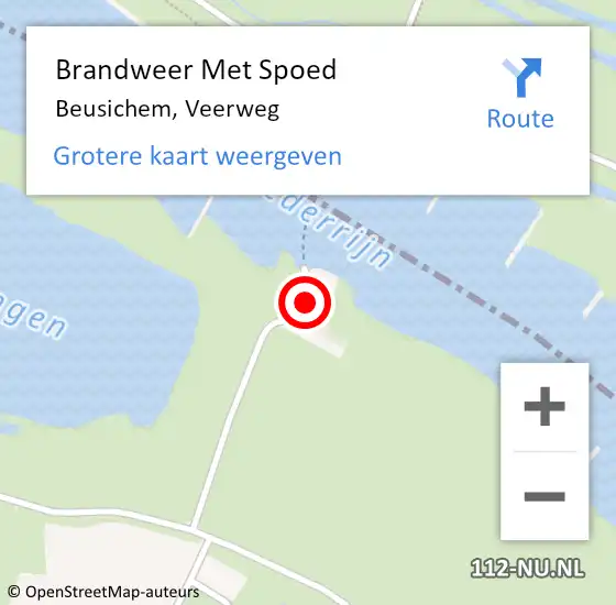 Locatie op kaart van de 112 melding: Brandweer Met Spoed Naar Beusichem, Veerweg op 15 juli 2024 00:12