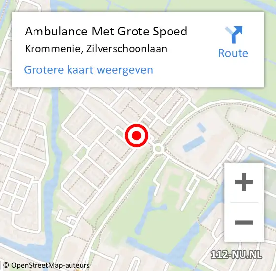 Locatie op kaart van de 112 melding: Ambulance Met Grote Spoed Naar Krommenie, Zilverschoonlaan op 15 juli 2024 00:17