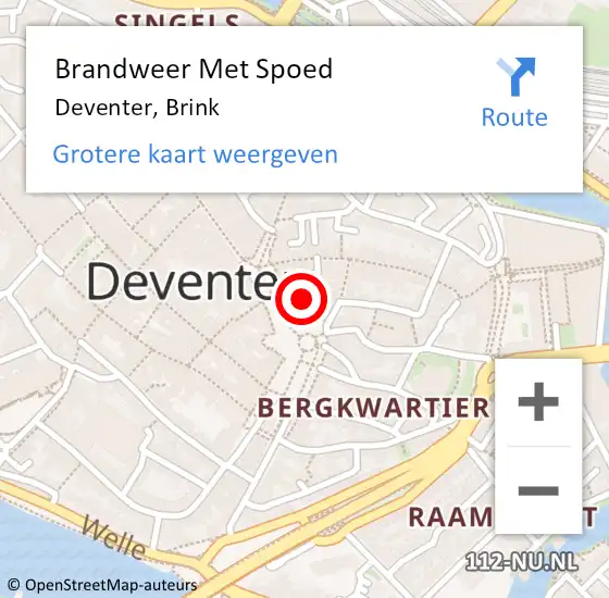 Locatie op kaart van de 112 melding: Brandweer Met Spoed Naar Deventer, Brink op 15 juli 2024 01:22