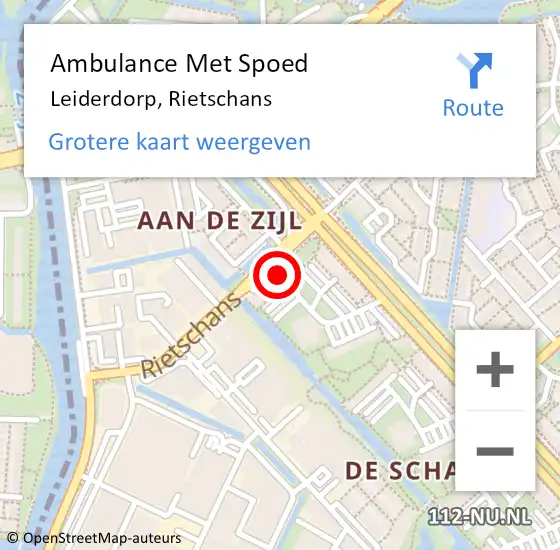 Locatie op kaart van de 112 melding: Ambulance Met Spoed Naar Leiderdorp, Rietschans op 15 juli 2024 01:29