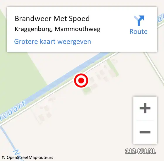 Locatie op kaart van de 112 melding: Brandweer Met Spoed Naar Kraggenburg, Mammouthweg op 15 juli 2024 01:33