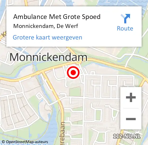 Locatie op kaart van de 112 melding: Ambulance Met Grote Spoed Naar Monnickendam, De Werf op 15 juli 2024 01:42