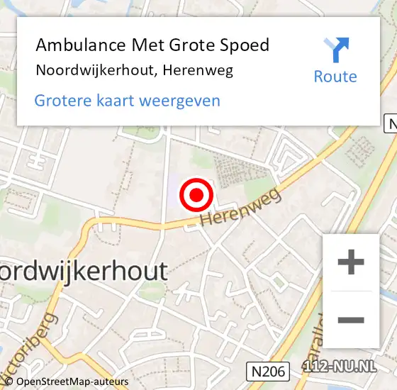 Locatie op kaart van de 112 melding: Ambulance Met Grote Spoed Naar Noordwijkerhout, Herenweg op 15 juli 2024 01:43