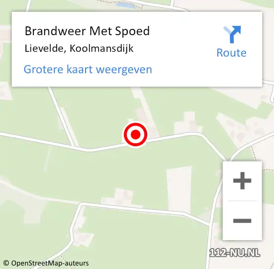 Locatie op kaart van de 112 melding: Brandweer Met Spoed Naar Lievelde, Koolmansdijk op 15 juli 2024 01:45