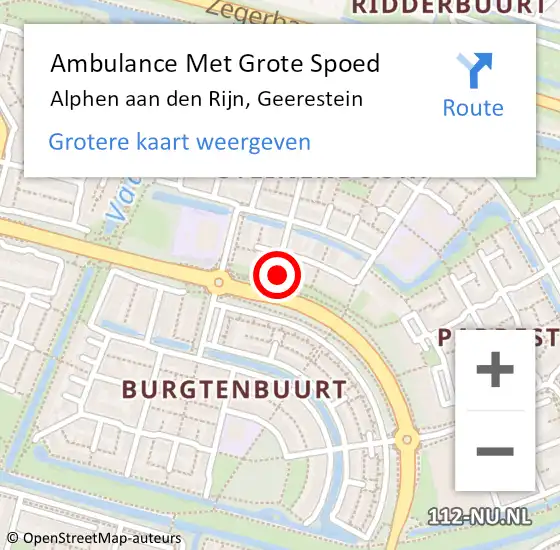 Locatie op kaart van de 112 melding: Ambulance Met Grote Spoed Naar Alphen aan den Rijn, Geerestein op 15 juli 2024 01:50