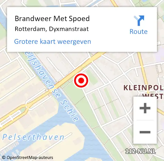 Locatie op kaart van de 112 melding: Brandweer Met Spoed Naar Rotterdam, Dyxmanstraat op 15 juli 2024 01:54