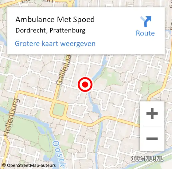 Locatie op kaart van de 112 melding: Ambulance Met Spoed Naar Dordrecht, Prattenburg op 15 juli 2024 02:14