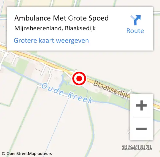 Locatie op kaart van de 112 melding: Ambulance Met Grote Spoed Naar Mijnsheerenland, Blaaksedijk op 15 juli 2024 02:18