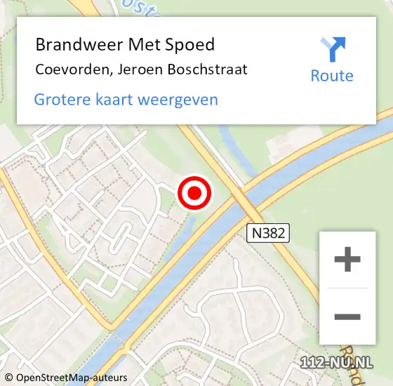 Locatie op kaart van de 112 melding: Brandweer Met Spoed Naar Coevorden, Jeroen Boschstraat op 15 juli 2024 03:03