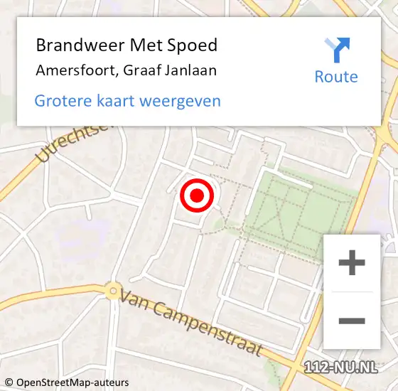 Locatie op kaart van de 112 melding: Brandweer Met Spoed Naar Amersfoort, Graaf Janlaan op 15 juli 2024 03:03