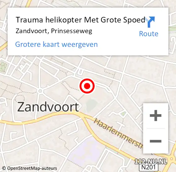 Locatie op kaart van de 112 melding: Trauma helikopter Met Grote Spoed Naar Zandvoort, Prinsesseweg op 15 juli 2024 03:12