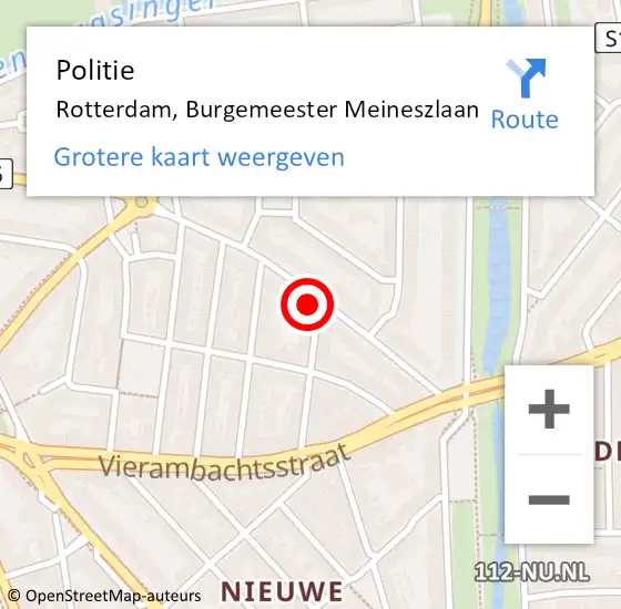 Locatie op kaart van de 112 melding: Politie Rotterdam, Burgemeester Meineszlaan op 15 juli 2024 03:55