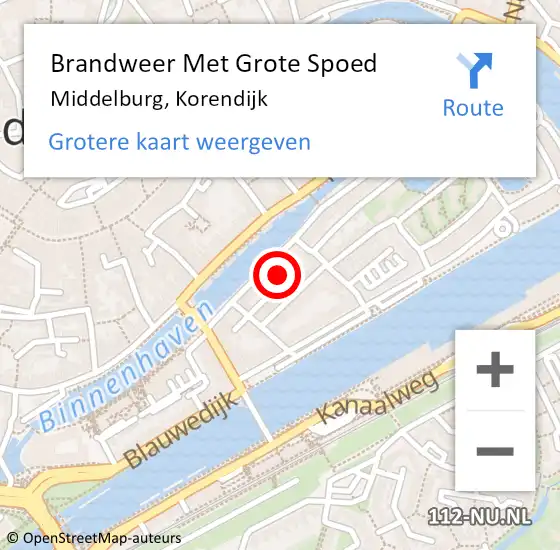 Locatie op kaart van de 112 melding: Brandweer Met Grote Spoed Naar Middelburg, Korendijk op 15 juli 2024 04:25