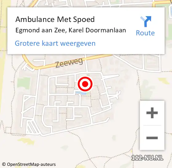 Locatie op kaart van de 112 melding: Ambulance Met Spoed Naar Egmond aan Zee, Karel Doormanlaan op 15 juli 2024 04:28