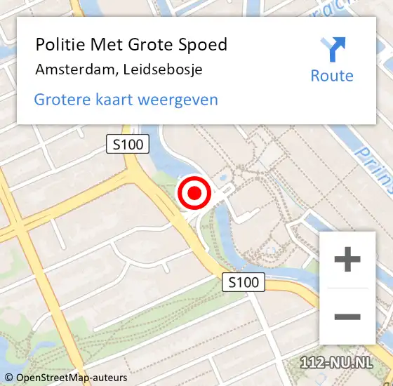 Locatie op kaart van de 112 melding: Politie Met Grote Spoed Naar Amsterdam, Leidsebosje op 15 juli 2024 06:04