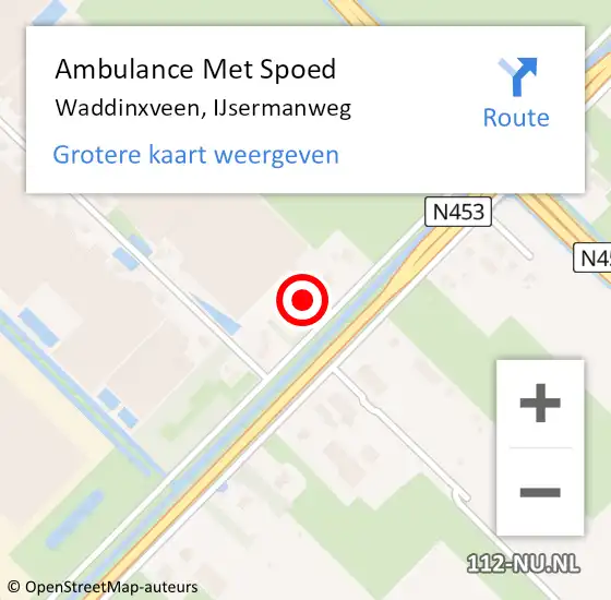 Locatie op kaart van de 112 melding: Ambulance Met Spoed Naar Waddinxveen, IJsermanweg op 15 juli 2024 06:14