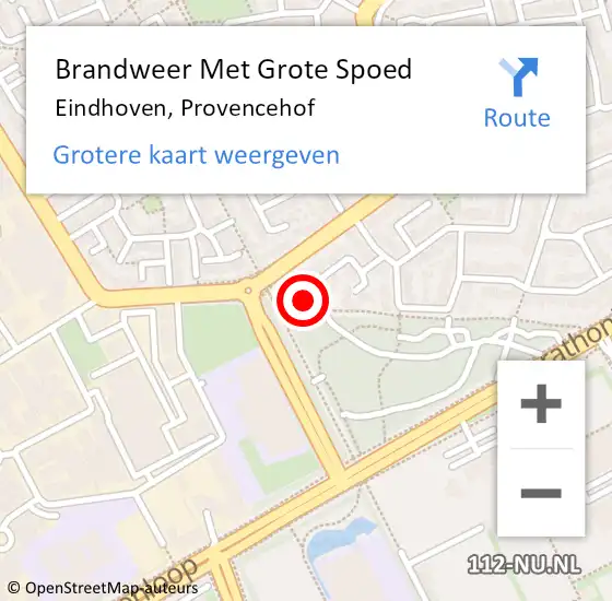 Locatie op kaart van de 112 melding: Brandweer Met Grote Spoed Naar Eindhoven, Provencehof op 15 juli 2024 06:21