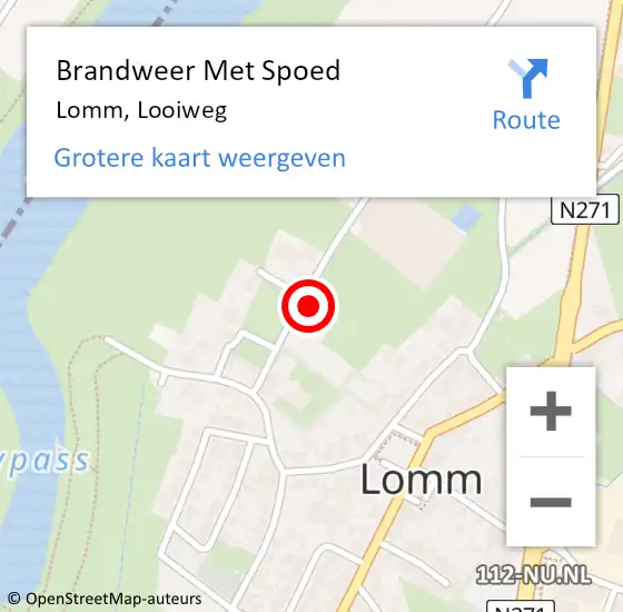 Locatie op kaart van de 112 melding: Brandweer Met Spoed Naar Lomm, Looiweg op 15 juli 2024 06:43