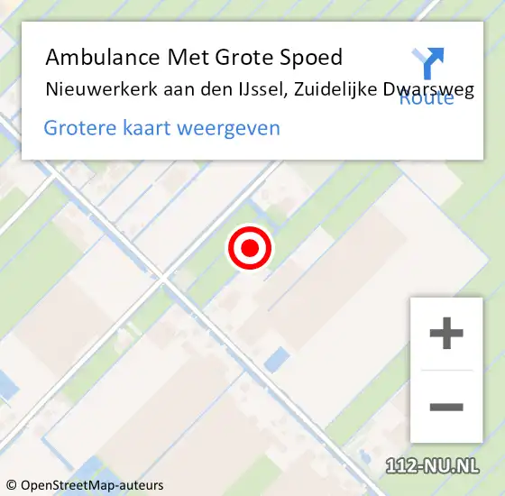 Locatie op kaart van de 112 melding: Ambulance Met Grote Spoed Naar Nieuwerkerk aan den IJssel, Zuidelijke Dwarsweg op 15 juli 2024 06:54