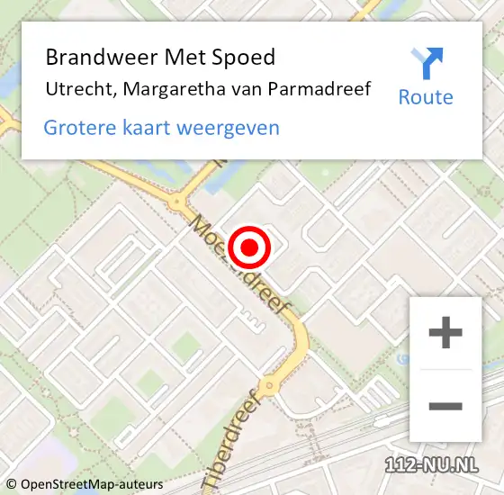 Locatie op kaart van de 112 melding: Brandweer Met Spoed Naar Utrecht, Margaretha van Parmadreef op 15 juli 2024 06:55