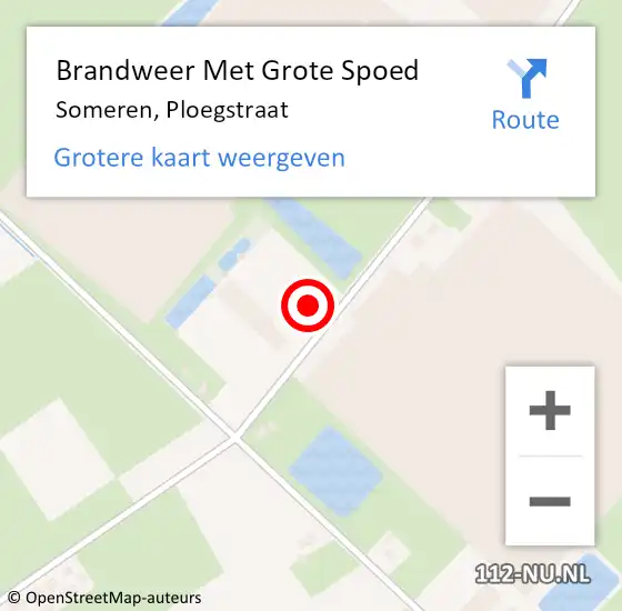 Locatie op kaart van de 112 melding: Brandweer Met Grote Spoed Naar Someren, Ploegstraat op 15 juli 2024 07:14