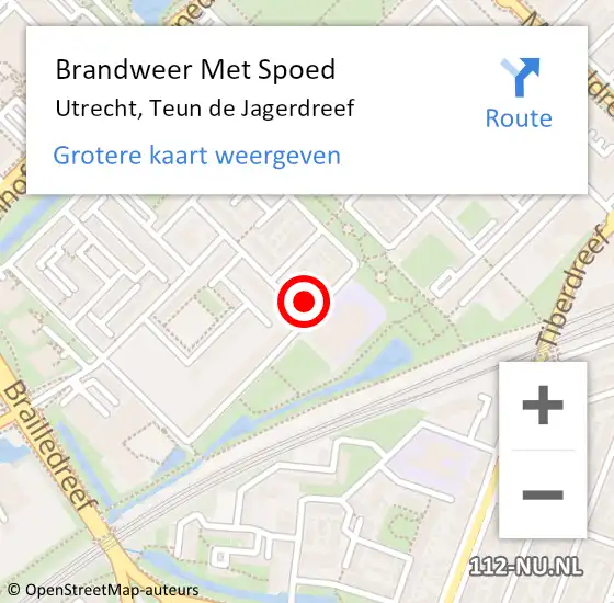 Locatie op kaart van de 112 melding: Brandweer Met Spoed Naar Utrecht, Teun de Jagerdreef op 15 juli 2024 07:25