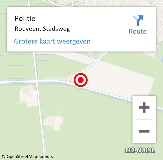 Locatie op kaart van de 112 melding: Politie Rouveen, Stadsweg op 15 juli 2024 07:50