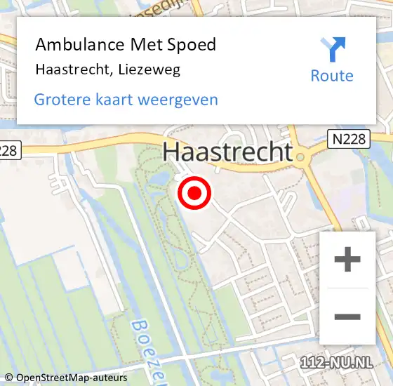 Locatie op kaart van de 112 melding: Ambulance Met Spoed Naar Haastrecht, Liezeweg op 15 juli 2024 07:57