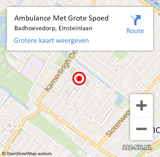 Locatie op kaart van de 112 melding: Ambulance Met Grote Spoed Naar Badhoevedorp, Einsteinlaan op 15 juli 2024 08:20