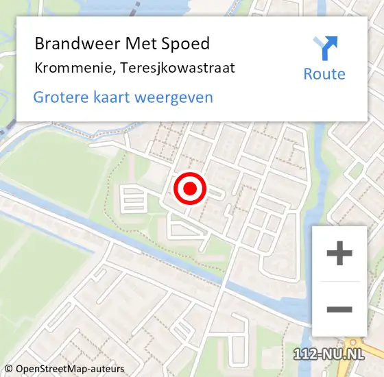 Locatie op kaart van de 112 melding: Brandweer Met Spoed Naar Krommenie, Teresjkowastraat op 15 juli 2024 08:24