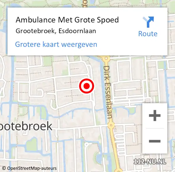 Locatie op kaart van de 112 melding: Ambulance Met Grote Spoed Naar Grootebroek, Esdoornlaan op 15 juli 2024 08:25