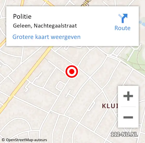 Locatie op kaart van de 112 melding: Politie Geleen, Nachtegaalstraat op 15 juli 2024 08:42