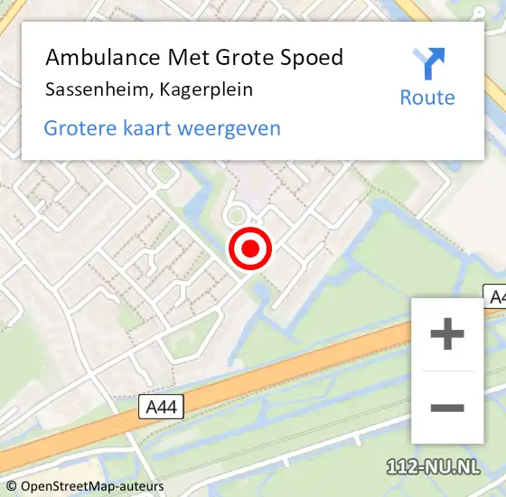 Locatie op kaart van de 112 melding: Ambulance Met Grote Spoed Naar Sassenheim, Kagerplein op 15 juli 2024 09:02