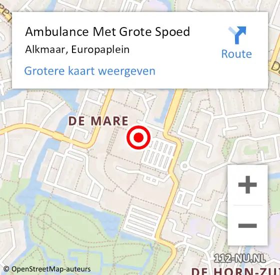 Locatie op kaart van de 112 melding: Ambulance Met Grote Spoed Naar Alkmaar, Europaplein op 15 juli 2024 09:20