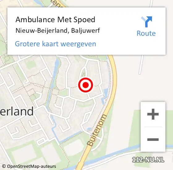 Locatie op kaart van de 112 melding: Ambulance Met Spoed Naar Nieuw-Beijerland, Baljuwerf op 15 juli 2024 09:20